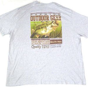 Bass Pro Shops Premium Outdoor Gear Short Sleeve Gray T-Shirt 4XL